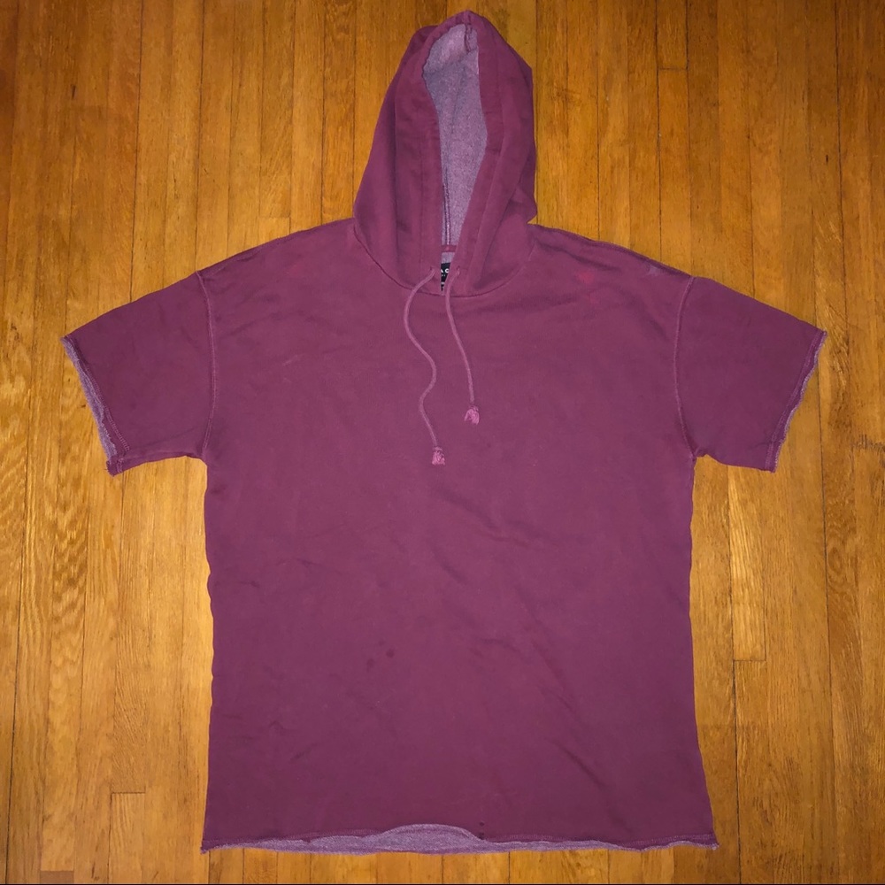PacSun Longer Fit Short Sleeve Burgundy Hoodie